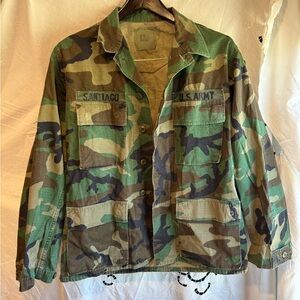 Vintage up cycle LV pink on back Camouflage Military Jacket US ARMY small 33-37